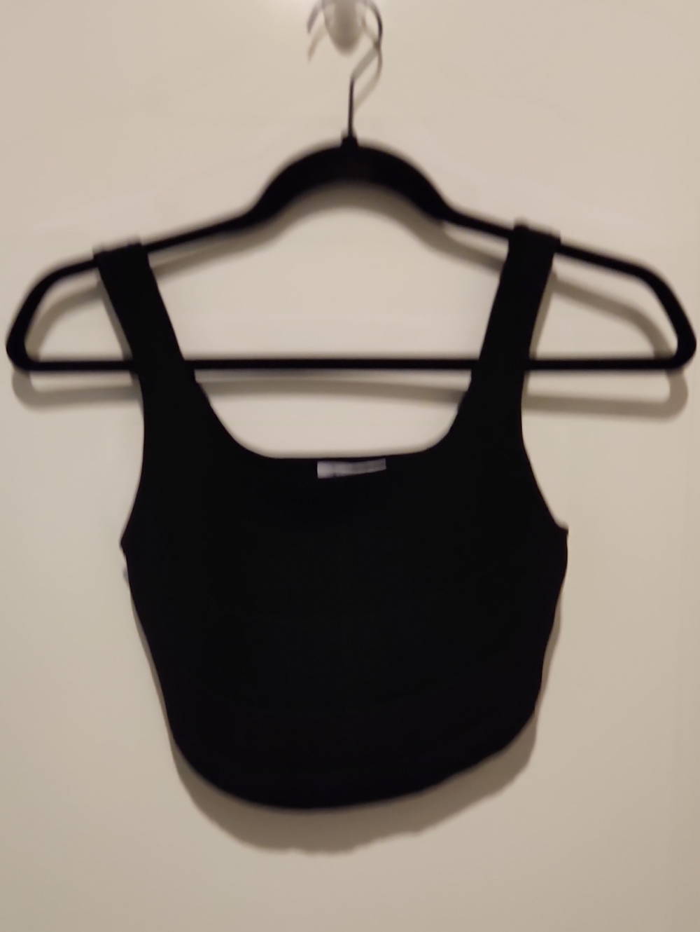 Aritzia Babaton Black Ribbed Square Neck Crop Tank - Small